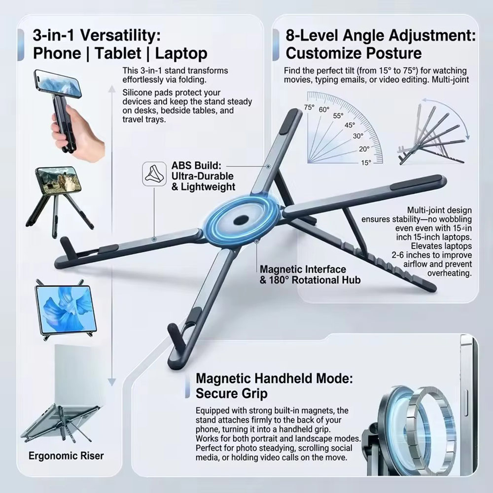 Tablet Phone Accessories - Portable Magnetic Phone Holder & Selfie