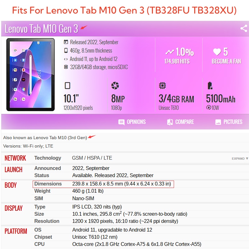 For Lenovo Tab M10 3rd Gen 10. - огляд і ціна Tablet Cover Accessories
